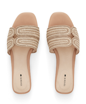 hover | top view of the Kiwi Sandal in Sand (tan) raffia 