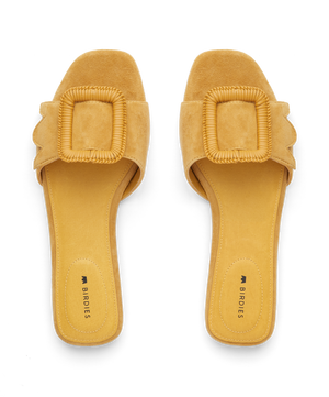 hover | top view of the Kiwi Sandal in Sunflower (yellow) Suede