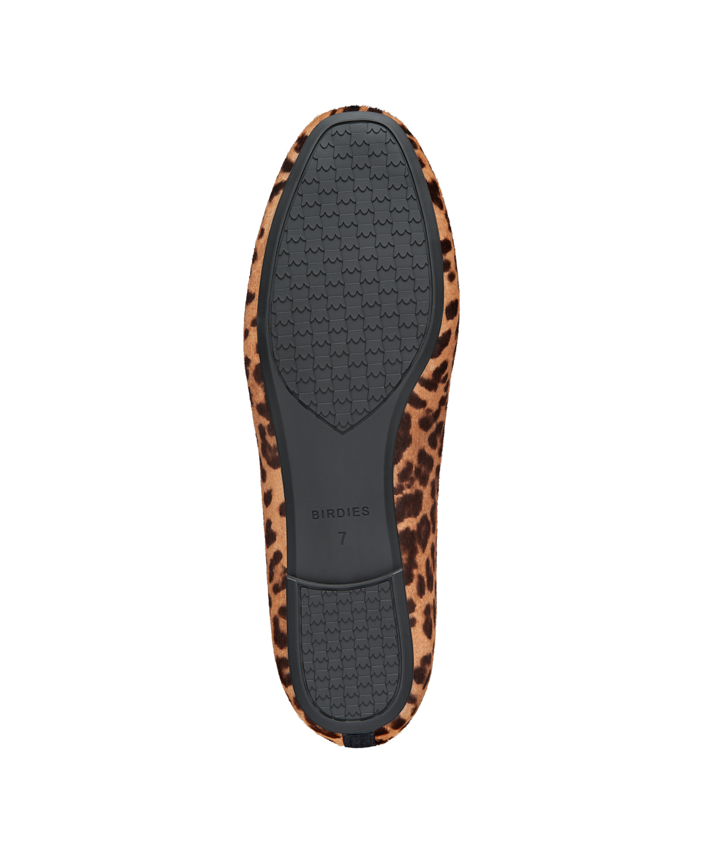 bottom view of the Starling in New Leopard Print Calf Hair