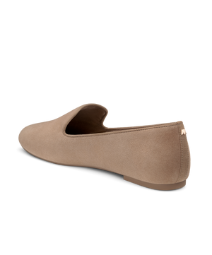back 3/4ths view of the Starling in New Latte (beige) Suede