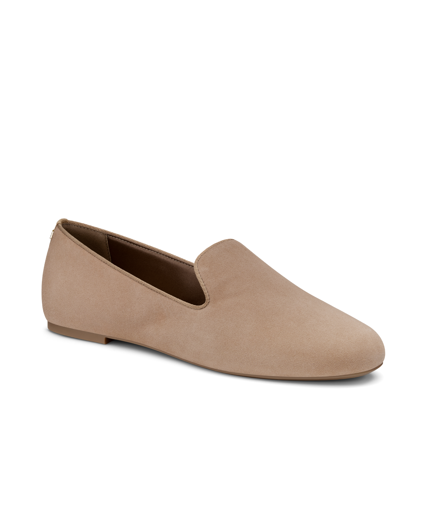 front 3/4ths view of the Starling in New Latte (beige) Suede