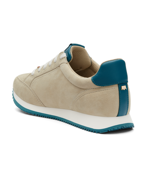 back 3/4ths view of the Roadrunner Sneaker in Biscotti Cream Suede