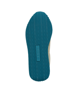 bottom view of the Roadrunner Sneaker in Biscotti Cream Suede