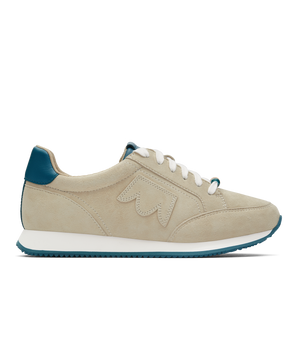 side view of the Roadrunner Sneaker in Biscotti Cream Suede