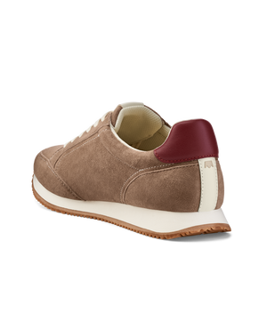 back 3/4ths view of the Roadrunner sneaker in Chai Spice (brown) Suede