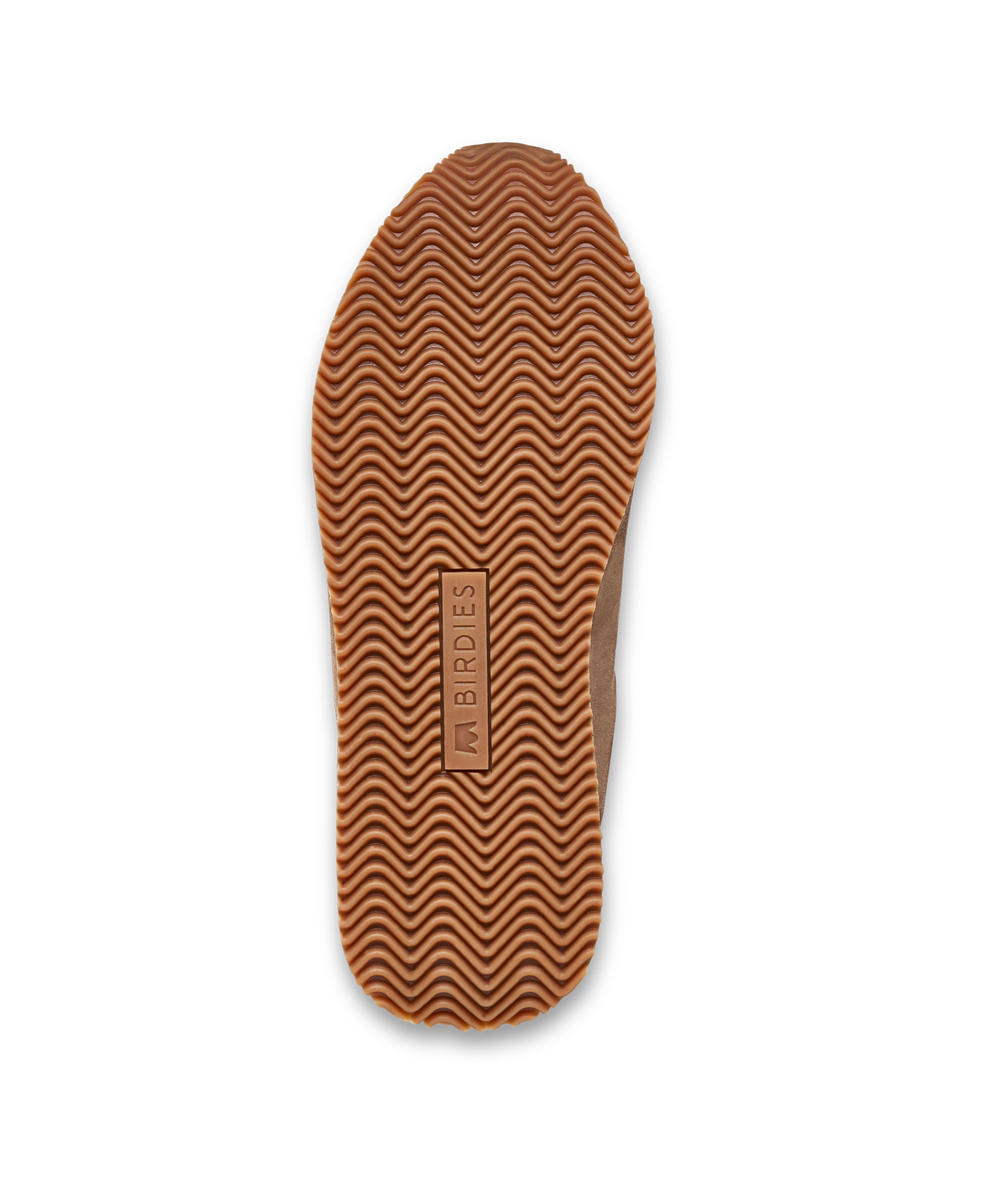 bottom view of the Roadrunner sneaker in Chai Spice (brown) Suede