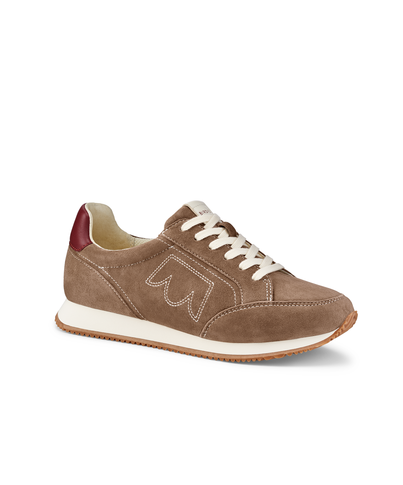 front 3/4ths view of the Roadrunner sneaker in Chai Spice (brown) Suede