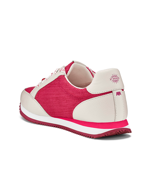back 3/4ths view of the Roadrunner Sneaker in Hibiscus (pink)