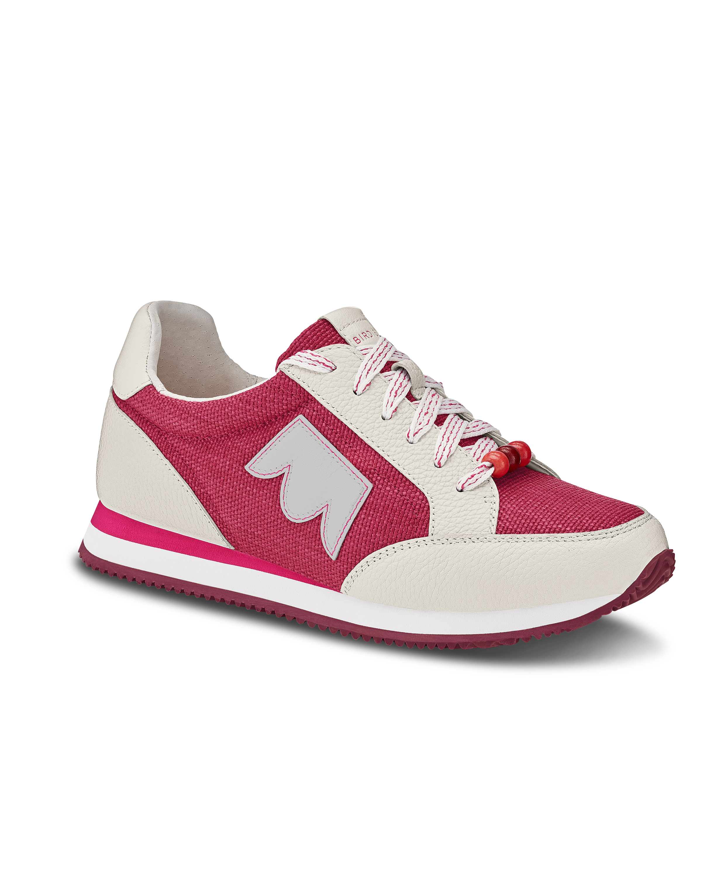 front 3/4ths view of the Roadrunner Sneaker in Hibiscus (pink)
