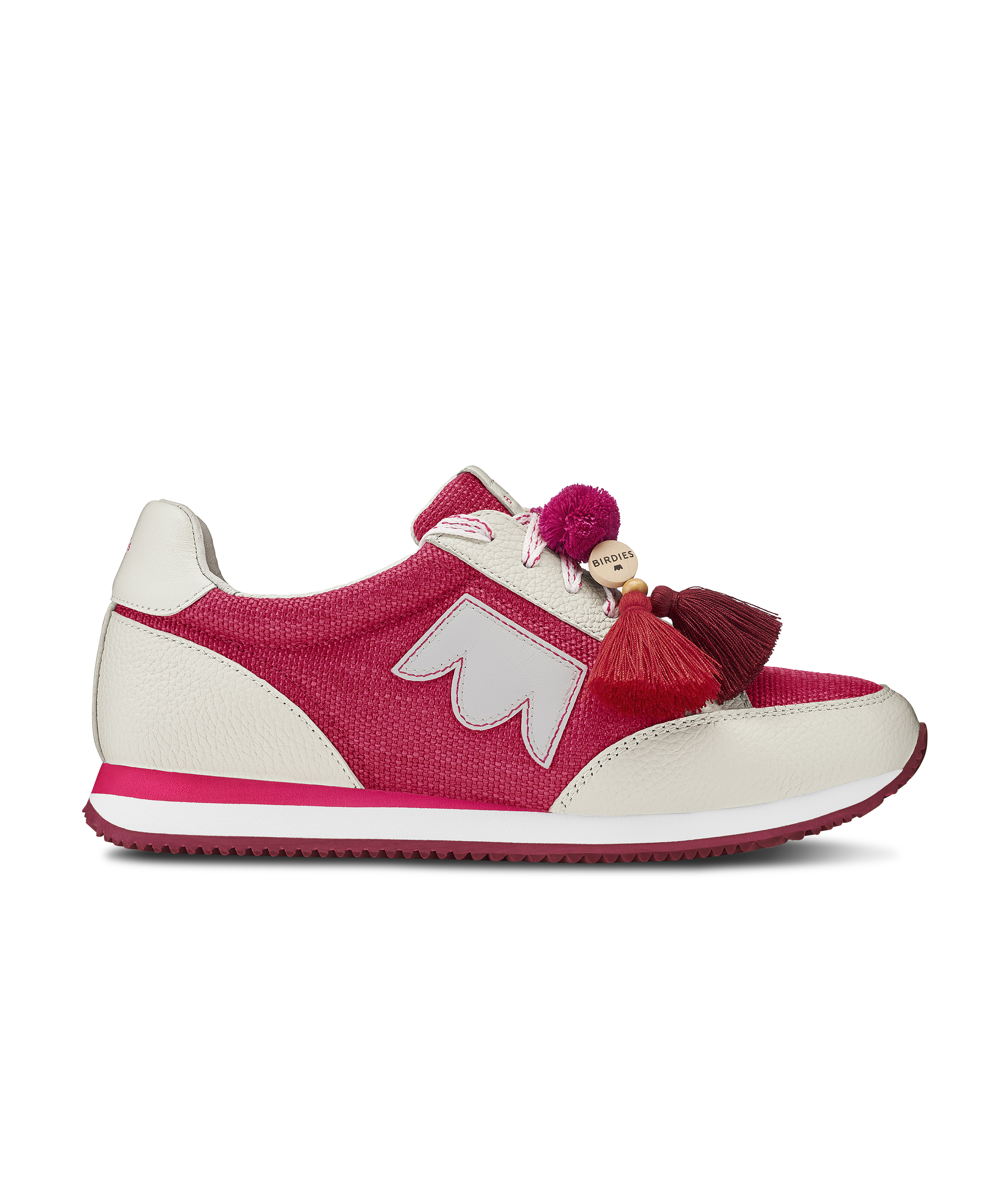 side view of the Roadrunner Sneaker in Hibiscus (pink)