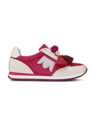 side view of the Roadrunner Sneaker in Hibiscus (pink)