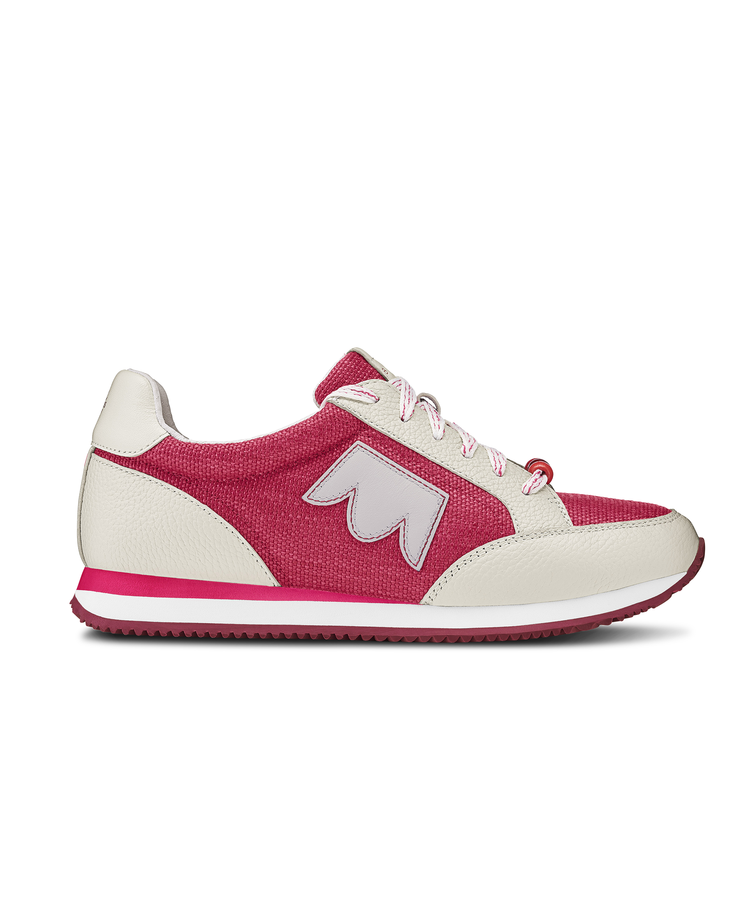 side view of the Roadrunner Sneaker in Hibiscus (pink)