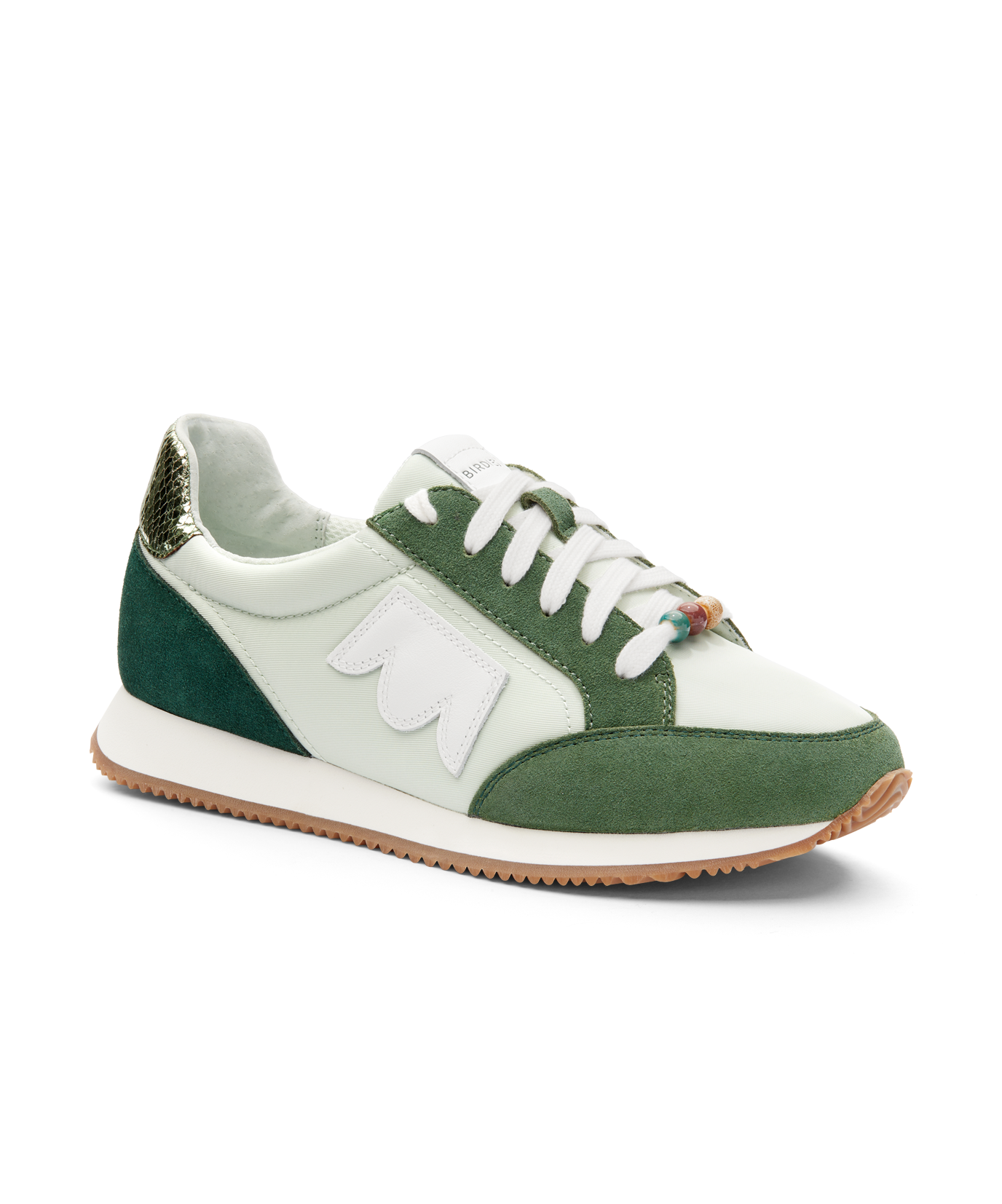 front 3/4ths view of the Roadrunner sneaker in Pistachio (green) Multi Nylon