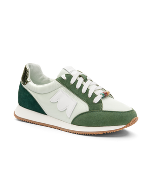 front 3/4ths view of the Roadrunner sneaker in Pistachio (green) Multi Nylon