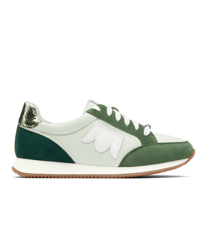 side view of the Roadrunner sneaker in Pistachio (green) Multi Nylon
