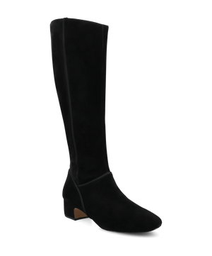 The Starling Flat Tall Boot - Black Suede