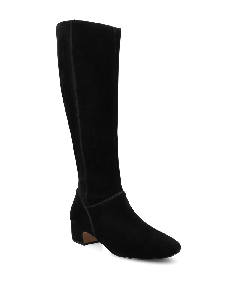 The Starling Flat Tall Boot - Black Suede