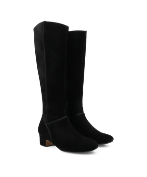 The Starling Flat Tall Boot - Black Suede