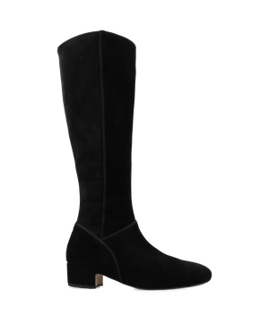 The Starling Flat Tall Boot - Black Suede