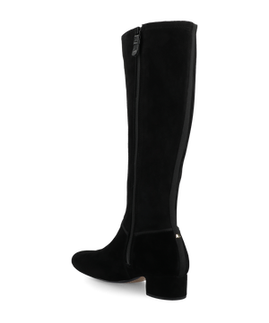 The Starling Flat Tall Boot - Black Suede
