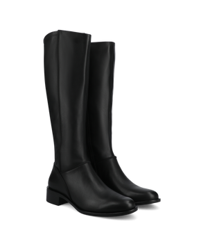 The Starling Flat Tall Boot - Black Leather