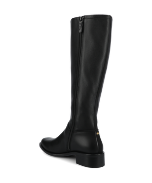 The Starling Flat Tall Boot - Black Leather