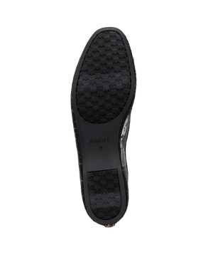 bottom view of the Songbird Ballet Flat in Black mesh Sparkle