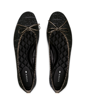 hover | top view of the Songbird Ballet Flat in Black mesh Sparkle