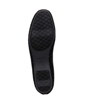 bottom view of the songbird ballet flat in black velvet crystal