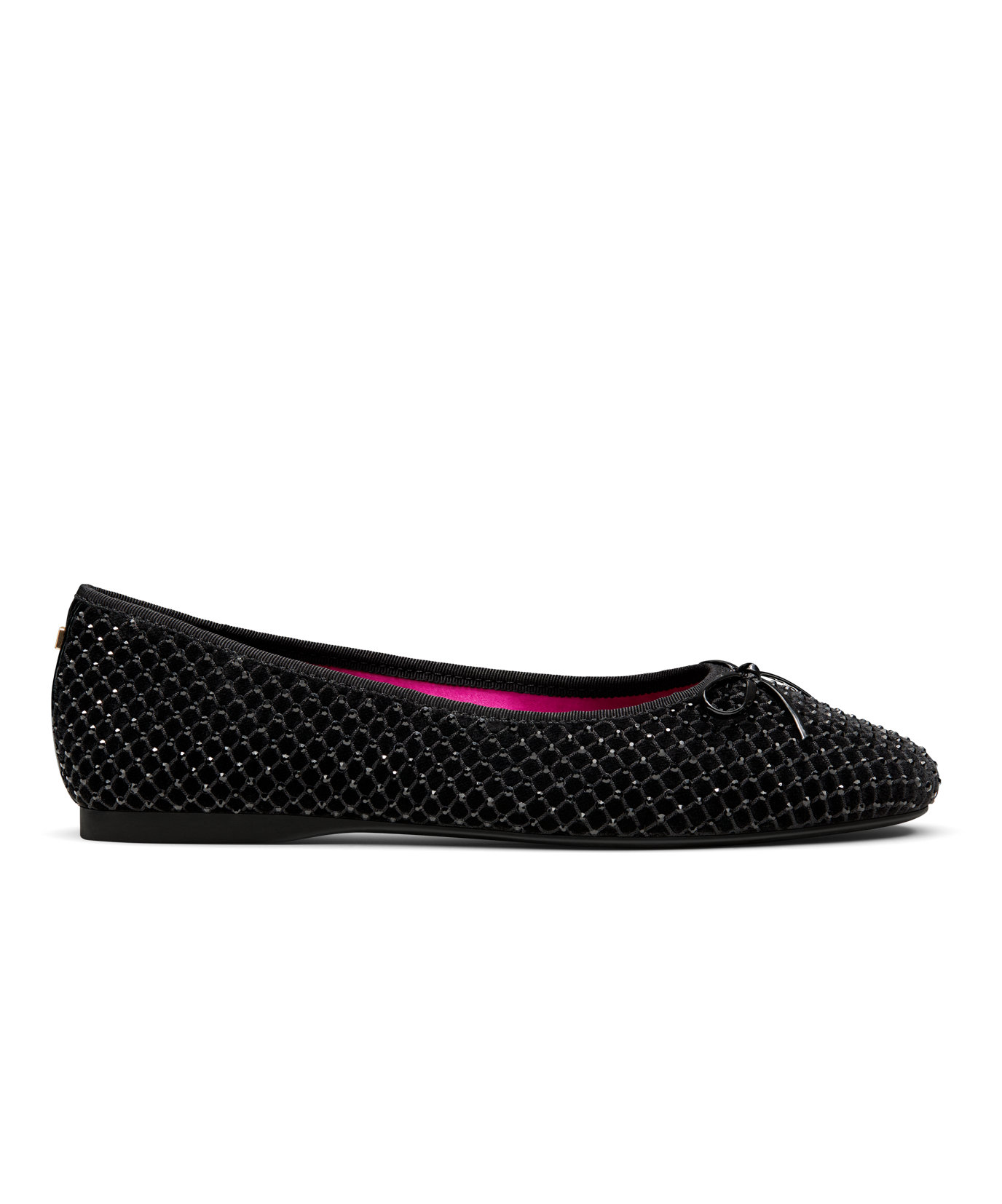 side view of the songbird ballet flat in black velvet crystal