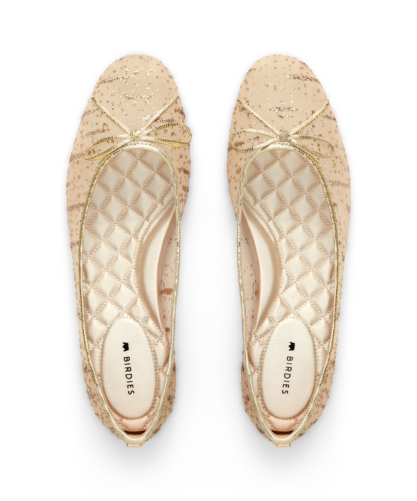 hover | top view of the Songbird Ballet Flat in Gold mesh Sparkle