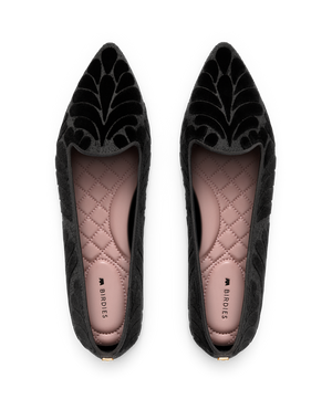 hover | top view of the Sparrow Loafer in Black Velvet Embroidery