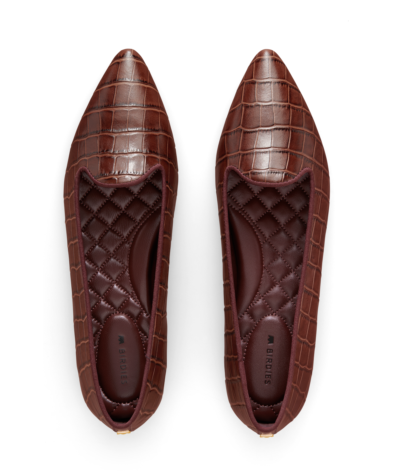 hover | top view of the sparrow leather loafer in croc print brown