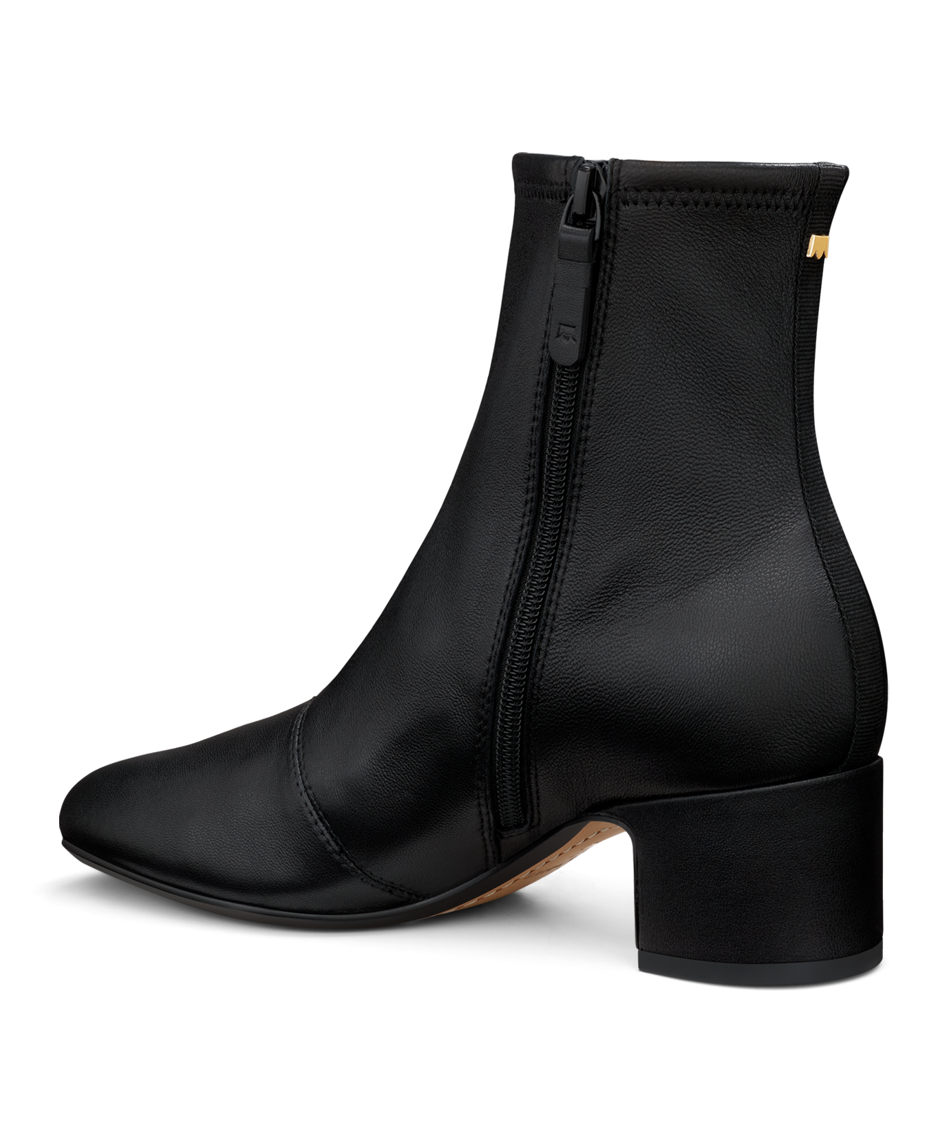 back 3/4ths view of the Starling 50 bootie in Black Leather