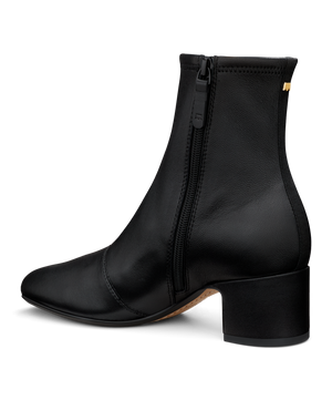 back 3/4ths view of the Starling 50 bootie in Black Leather
