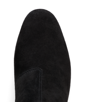 close up view of the Starling 50 bootie in Black Suede toe