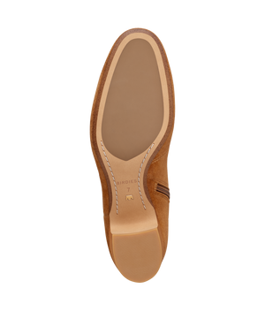 bottom view of the Starling 50 bootie in Tan Suede
