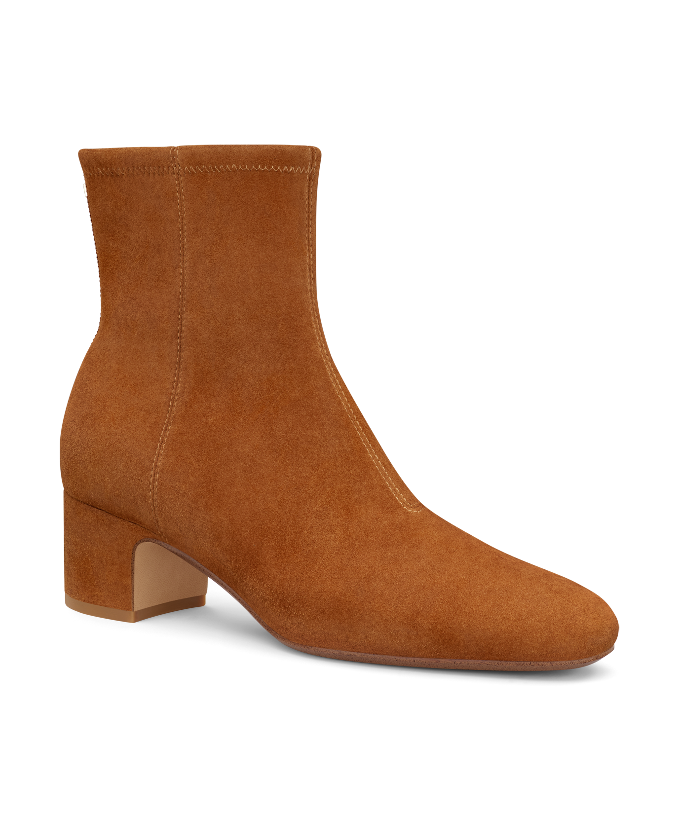 front 3/4ths view of the Starling 50 bootie in Tan Suede