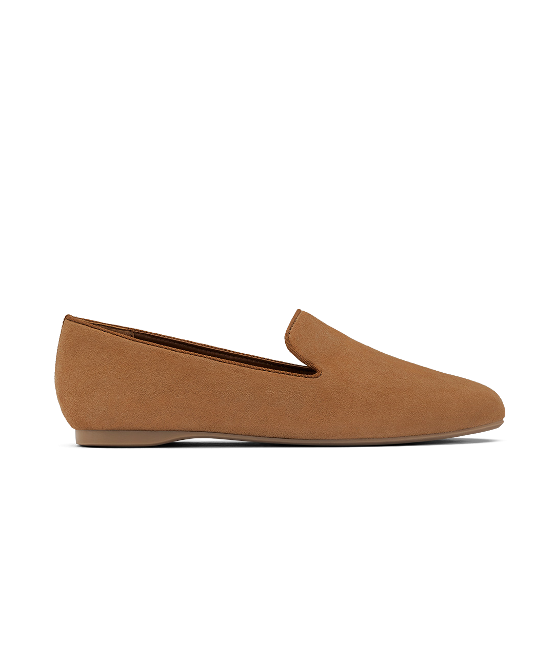 side view of the Starling in golden oak (tan) suede