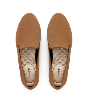 hover | top view of the Starling in golden oak (tan) suede