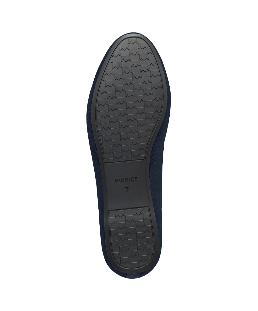bottom view of the Starling in Navy Suede