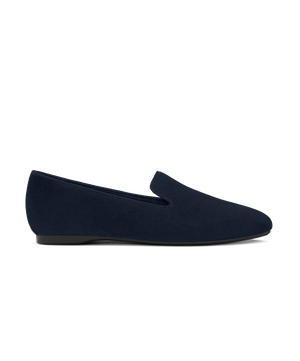 side view of the Starling in Navy Suede