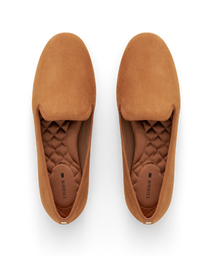 hover | Tan suede classic loafer shoe with rounded toe, designed for comfort and style. Perfect for everyday wear.