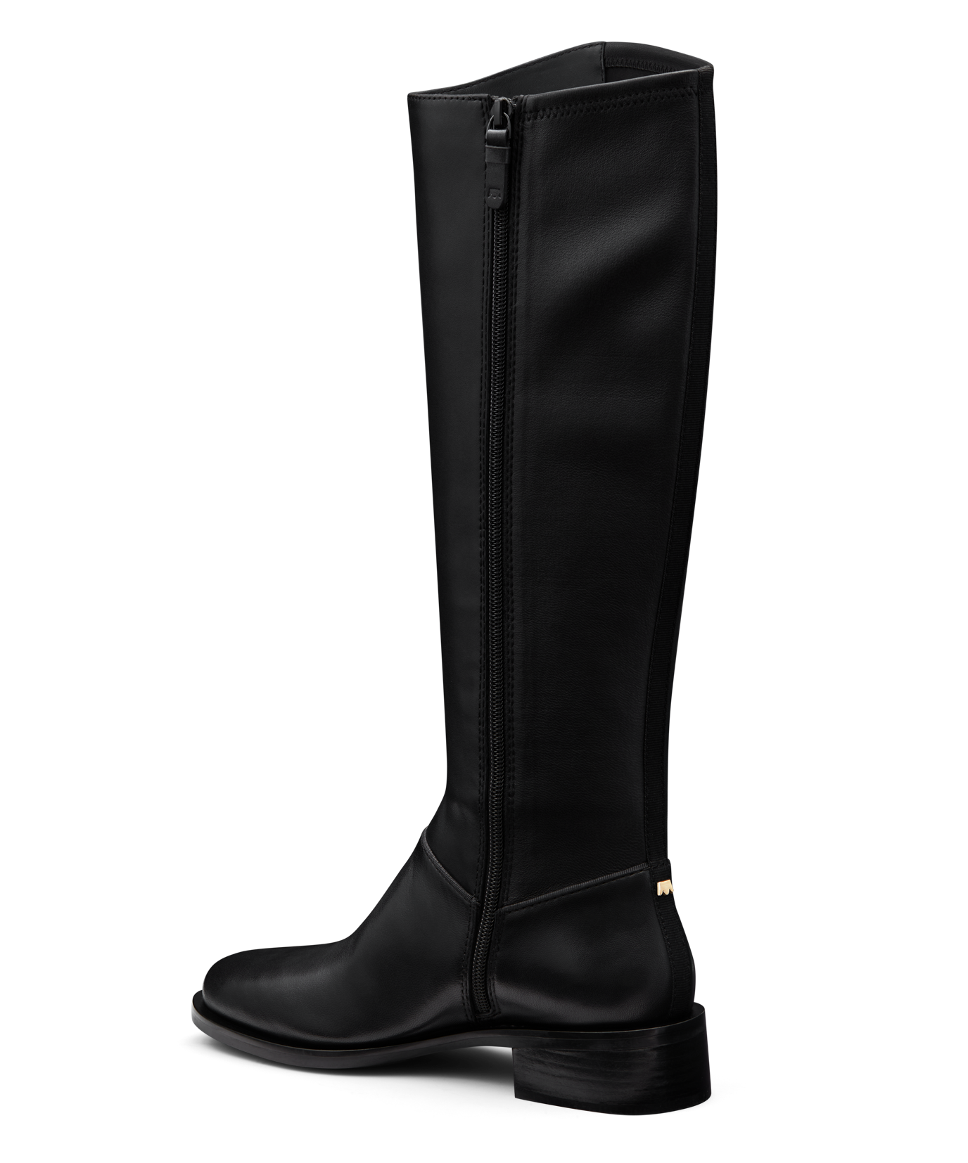 back 3/4ths view of the starling tall boot in black leather
