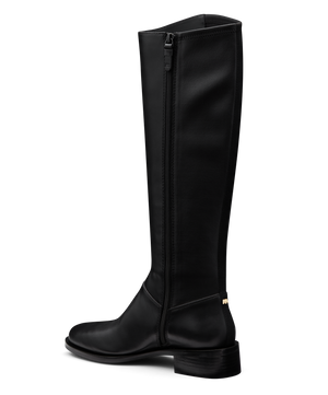 back 3/4ths view of the starling tall boot in black leather