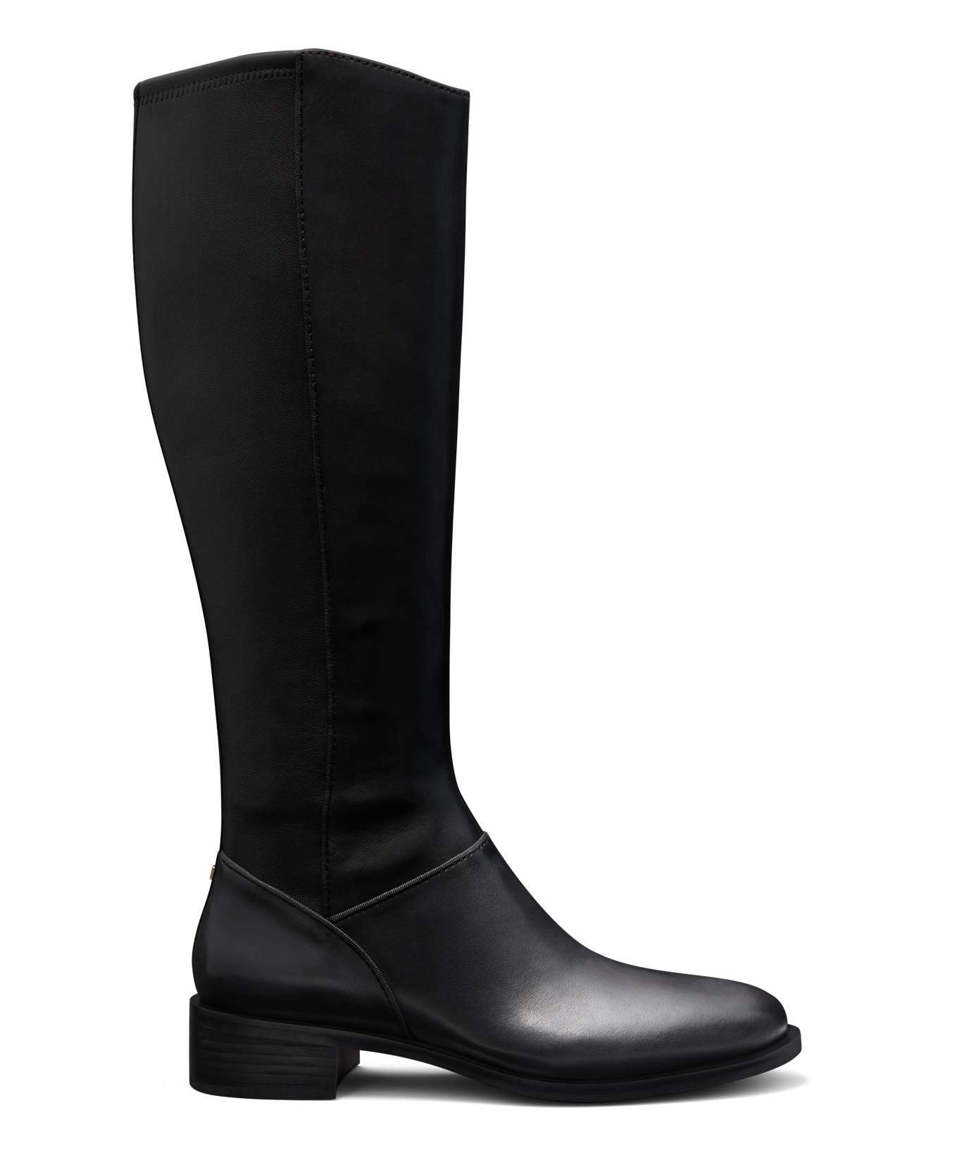 side view of the starling tall boot in black leather