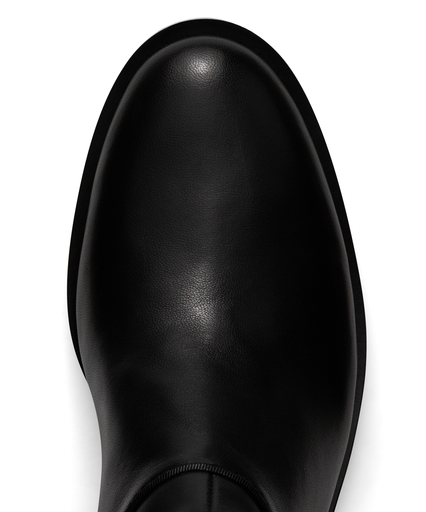 toe view of the starling tall boot in black leather