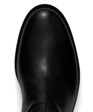 toe view of the starling tall boot in black leather