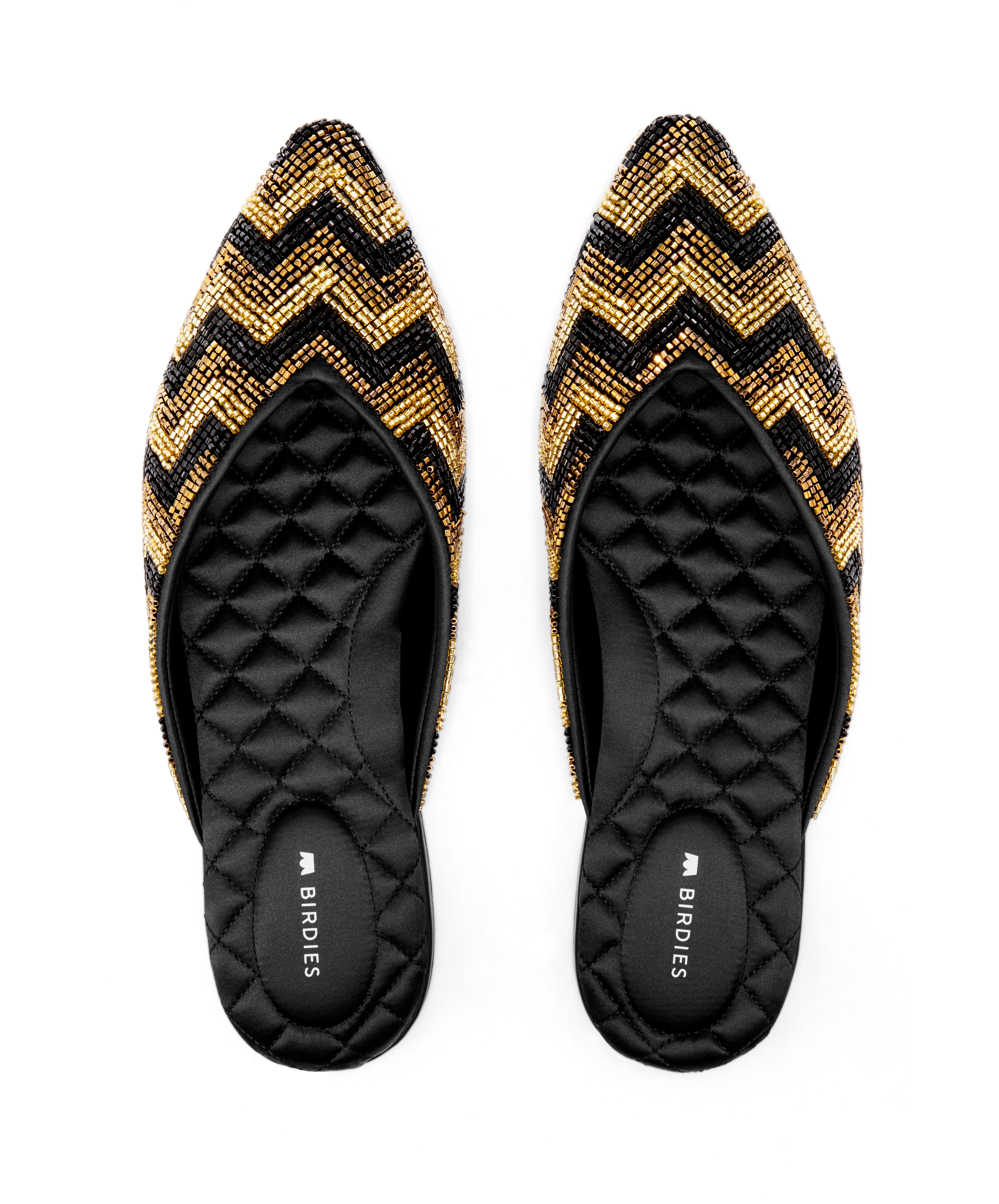 hover | top view of the Swan mule in Deco Beaded Chevron