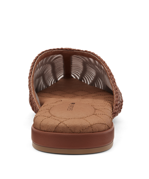 back view of the Swan mule in cognac (brown) woven